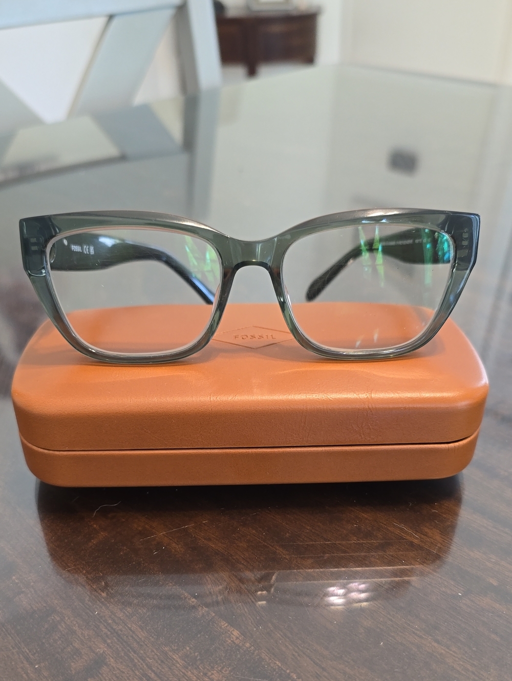 Fossil Women's Translucent Green Cat-Eye Glasses